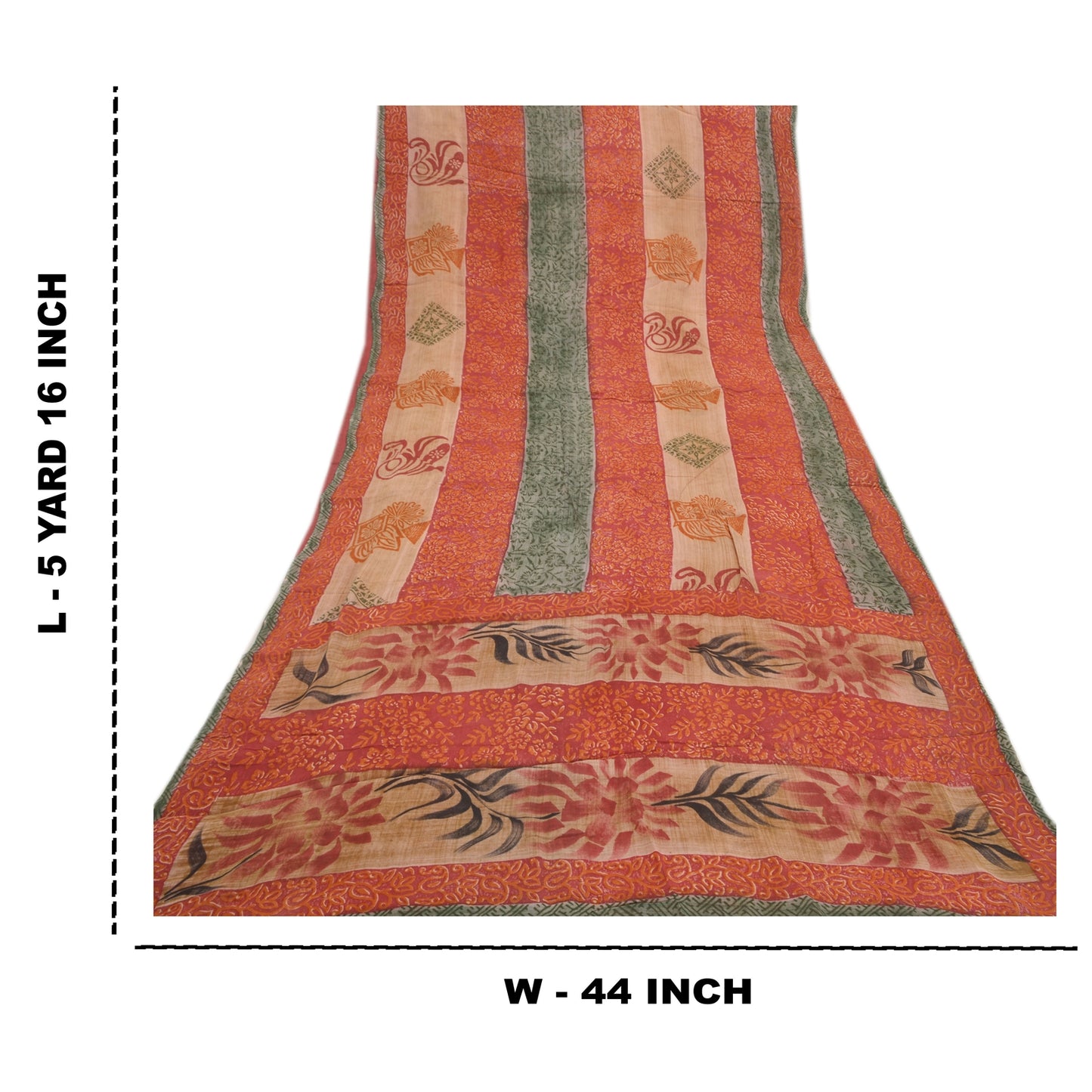 Sanskriti Vintage Sari Blend Georgette Red Printed Saree 5 Yard Craft Fabric Boho Floral Quilting Material For DIY Projects Home Decor