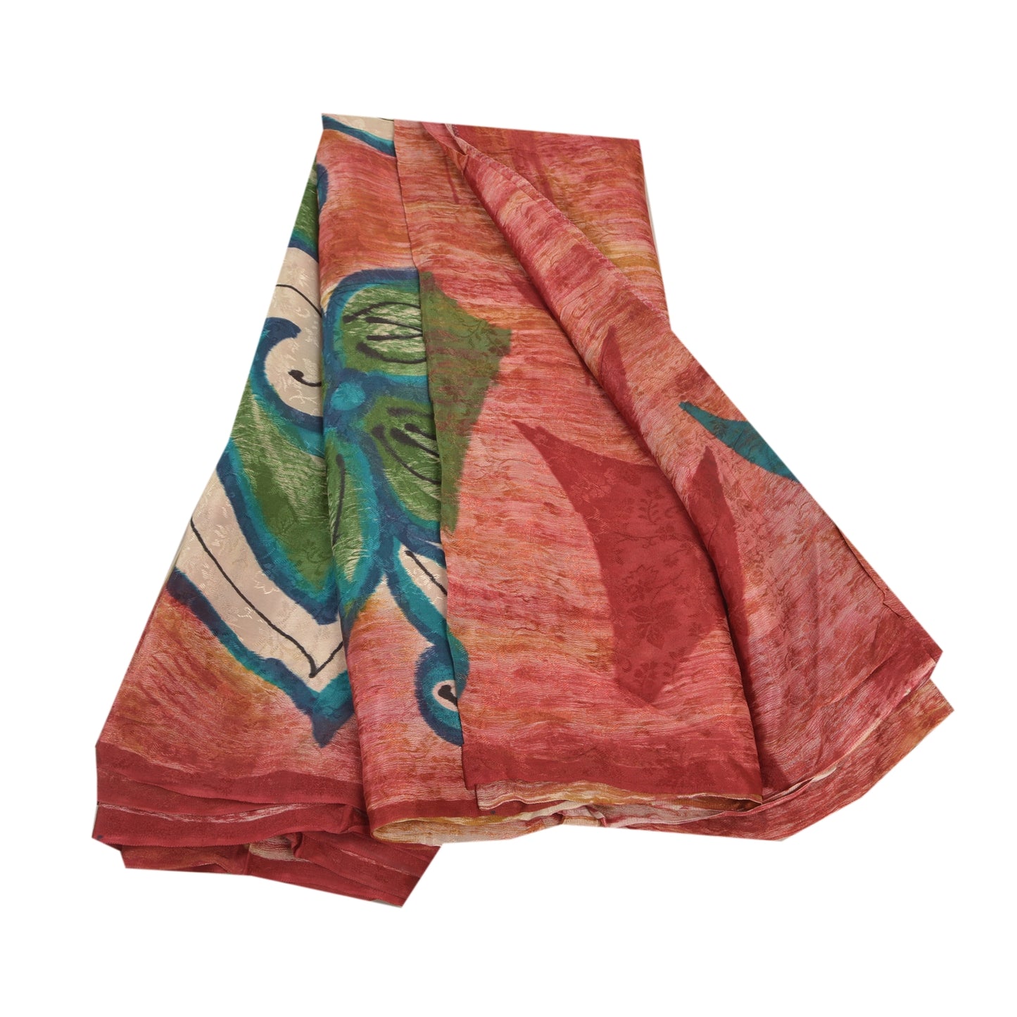 Sanskriti Vintage Rød Indisk Sari Blandet Georgette Trykt Sari 5YD Håndværk Bæredygtigt Stoff