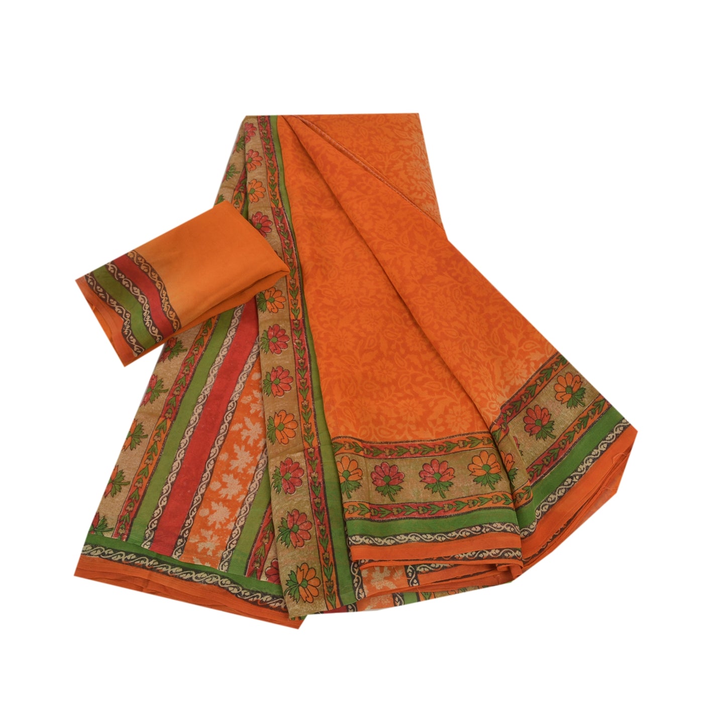 Sanskriti Vintage Sarees Ren Georgette Silke Trykt Bluse Pc Sari Håndværk Bæredygtigt Stoff