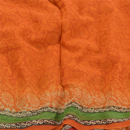 Sanskriti Vintage Sarees Ren Georgette Silke Trykt Bluse Pc Sari Håndværk Bæredygtigt Stoff