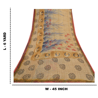 Sanskriti Vintage Brun Sari-bluse i Georgette-print med PC-sari og bæredygtigt stof