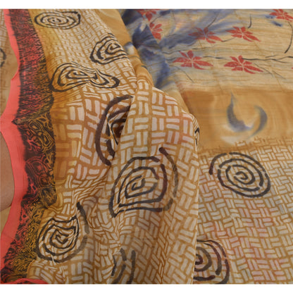 Sanskriti Vintage Brun Sari-bluse i Georgette-print med PC-sari og bæredygtigt stof
