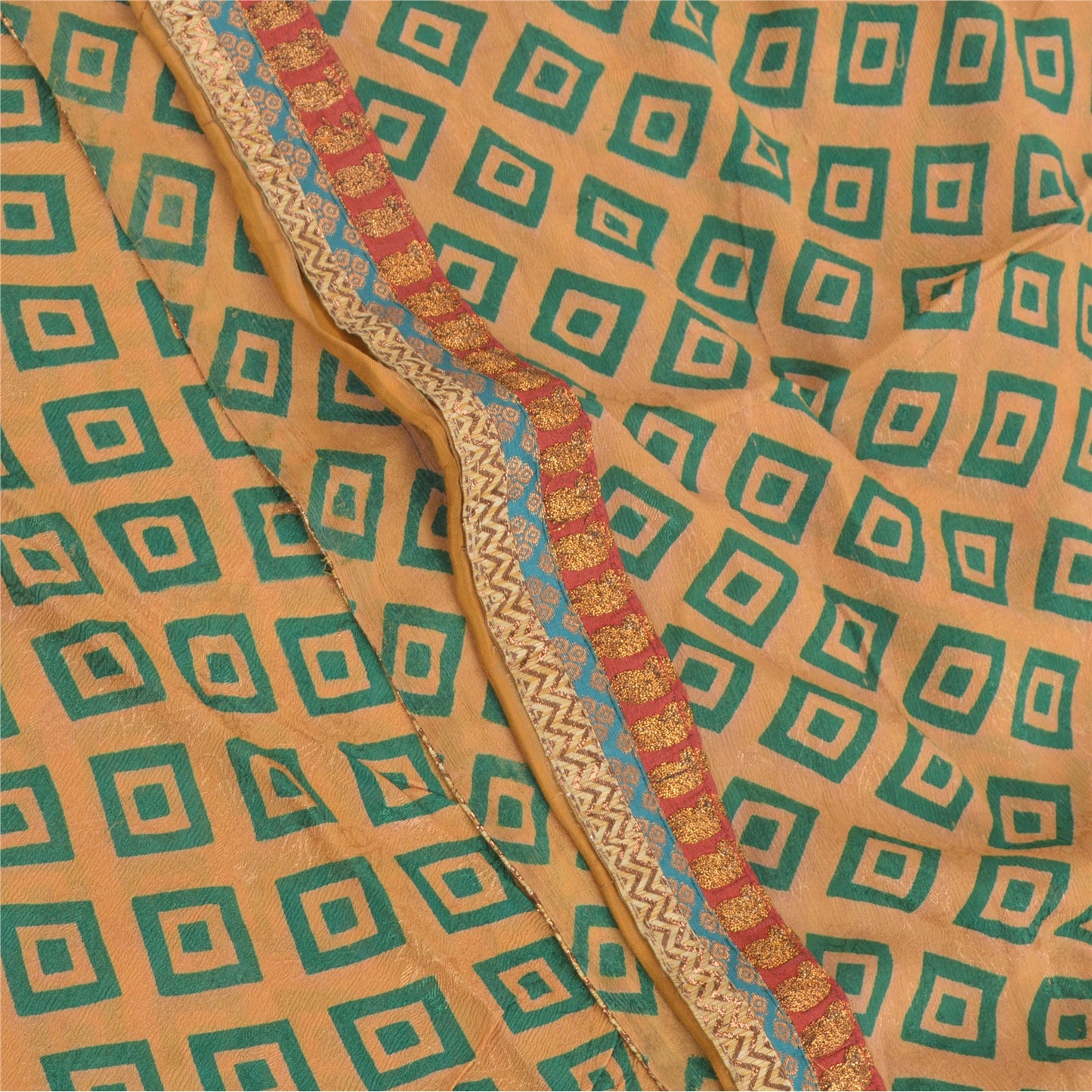 Sanskriti Vintage Brun Sari Blandet Georgette Trykt Vævet Sari Håndværk Bæredygtigt Stoff