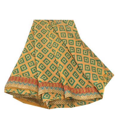 Sanskriti Vintage Brun Sari Blandet Georgette Trykt Vævet Sari Håndværk Bæredygtigt Stoff