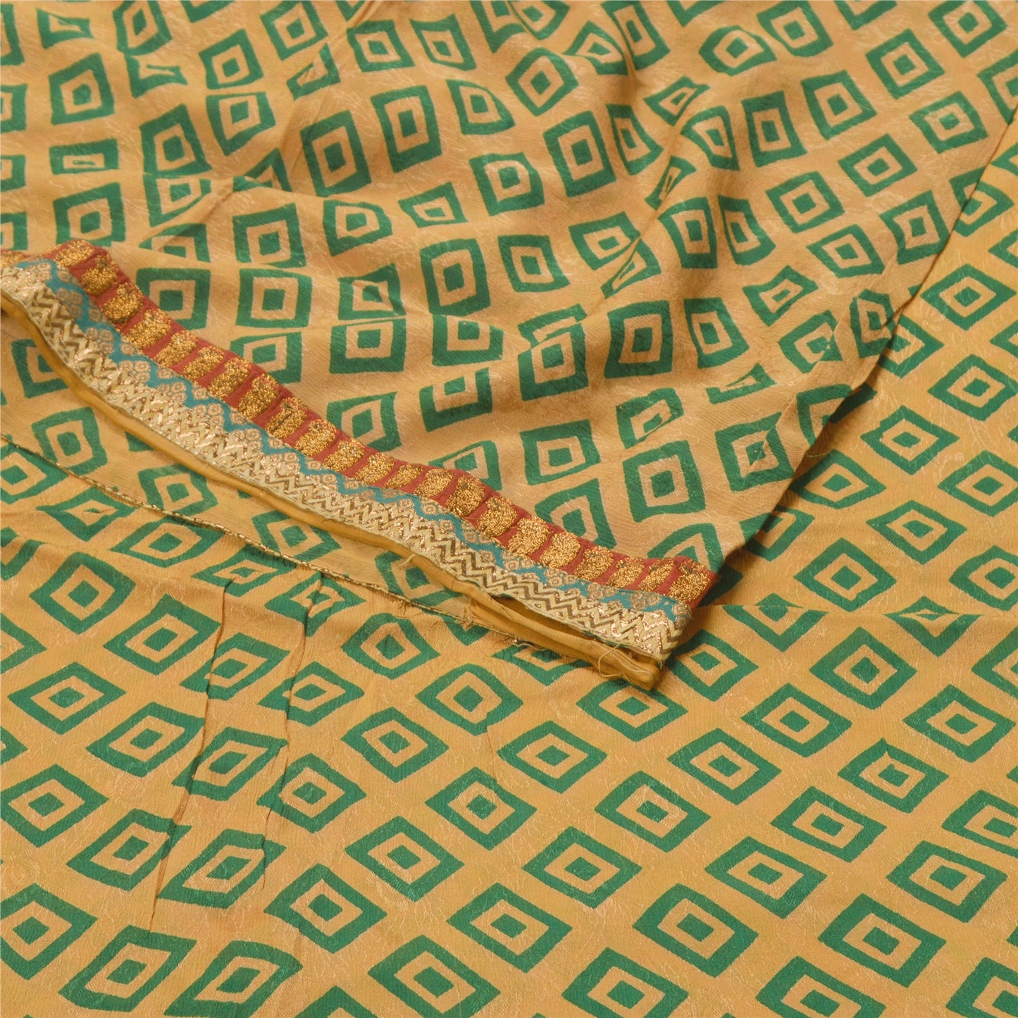 Sanskriti Vintage Brun Sari Blandet Georgette Trykt Vævet Sari Håndværk Bæredygtigt Stoff