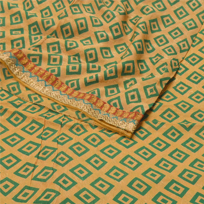 Sanskriti Vintage Brun Sari Blandet Georgette Trykt Vævet Sari Håndværk Bæredygtigt Stoff