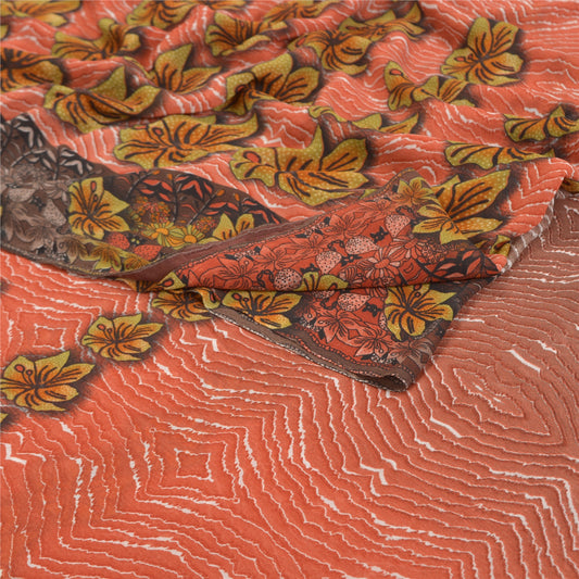 Sanskriti Vintage Pink Sarees Georgette Printed Sustainable Fabric Craft Sewing Sari