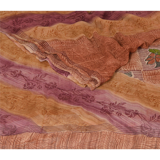 Sanskriti Vintage Multi Color Saree Blend Georgette Printed Craft 5 Yard Sari