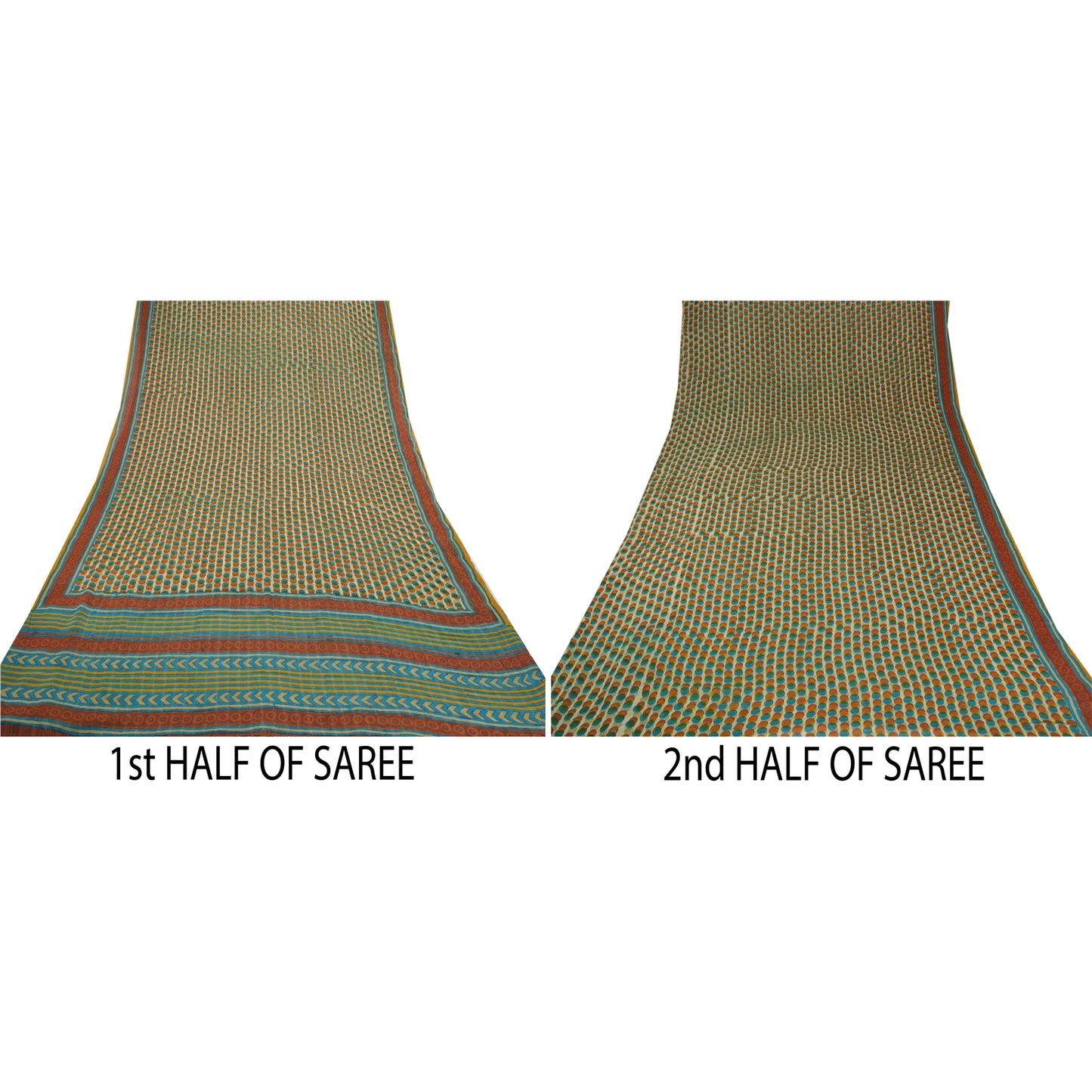 Sanskriti Vintage Blå Sarier Ren Georgette Silke Trykt Sari Blødt Håndværk Bæredygtigt Stoff