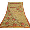 Sanskriti Vintage Cremefarvede Sarier Ren Georgette Silke Trykt Sari 5YD Håndværk Bæredygtigt Stoff