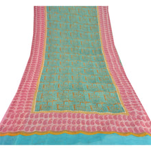Load image into Gallery viewer, Sanskriti Vintage Green Sarees Pure Chiffon Silk Printed Sari 5YD Craft Fabric
