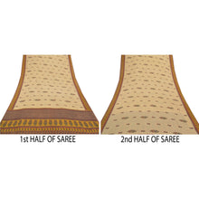 Load image into Gallery viewer, Sanskriti Vintage Cream Sarees Pure Georgette Silk Printed Sari 5YD Craft Fabric
