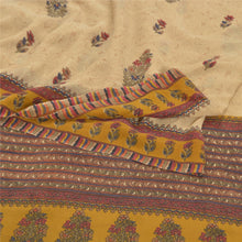 Load image into Gallery viewer, Sanskriti Vintage Cream Sarees Pure Georgette Silk Printed Sari 5YD Craft Fabric
