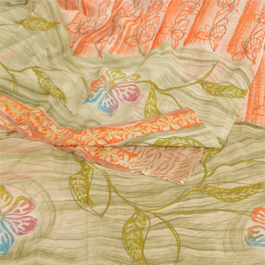 Sanskriti Vintage Brown Sarees Blend Georgette Printed Sparkle Sari Craft Sustainable Fabric