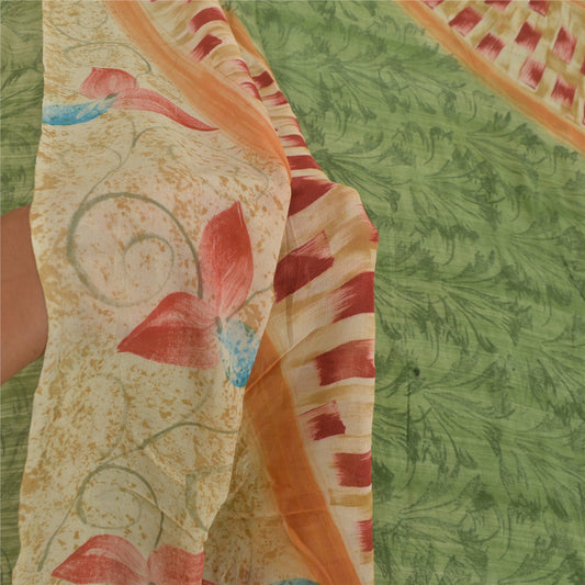 Sanskriti Vintage Sarees Indian Blend Georgette Printed Sari Floral Soft Sustainable Fabric