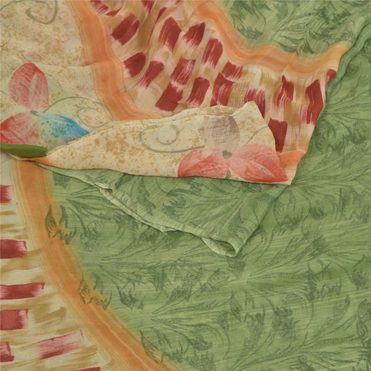 Sanskriti Vintage Sarees Indian Blend Georgette Printed Sari Floral Soft Sustainable Fabric