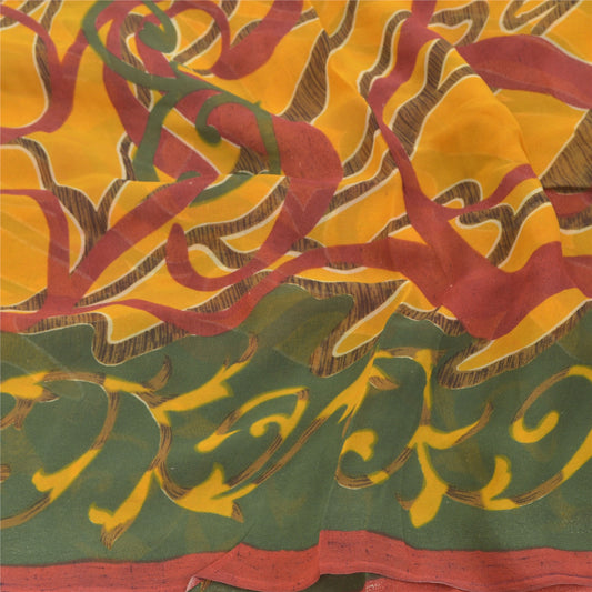 Sanskriti Vintage Indian Sarees Blend Georgette Printed Sari Floral Craft Sustainable Fabric