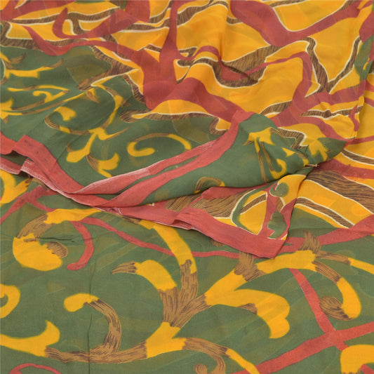 Sanskriti Vintage Indian Sarees Blend Georgette Printed Sari Floral Craft Sustainable Fabric