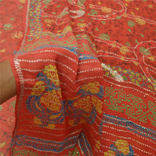 Load image into Gallery viewer, Sanskriti Vintage Red Sarees Pure Georgette Silk Printed Sequins Sari 5YD Fabric
