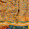 Sanskriti Vintage Sarees Orange Pure Georgette Silk Printed Sari Craft Sustainable Fabric