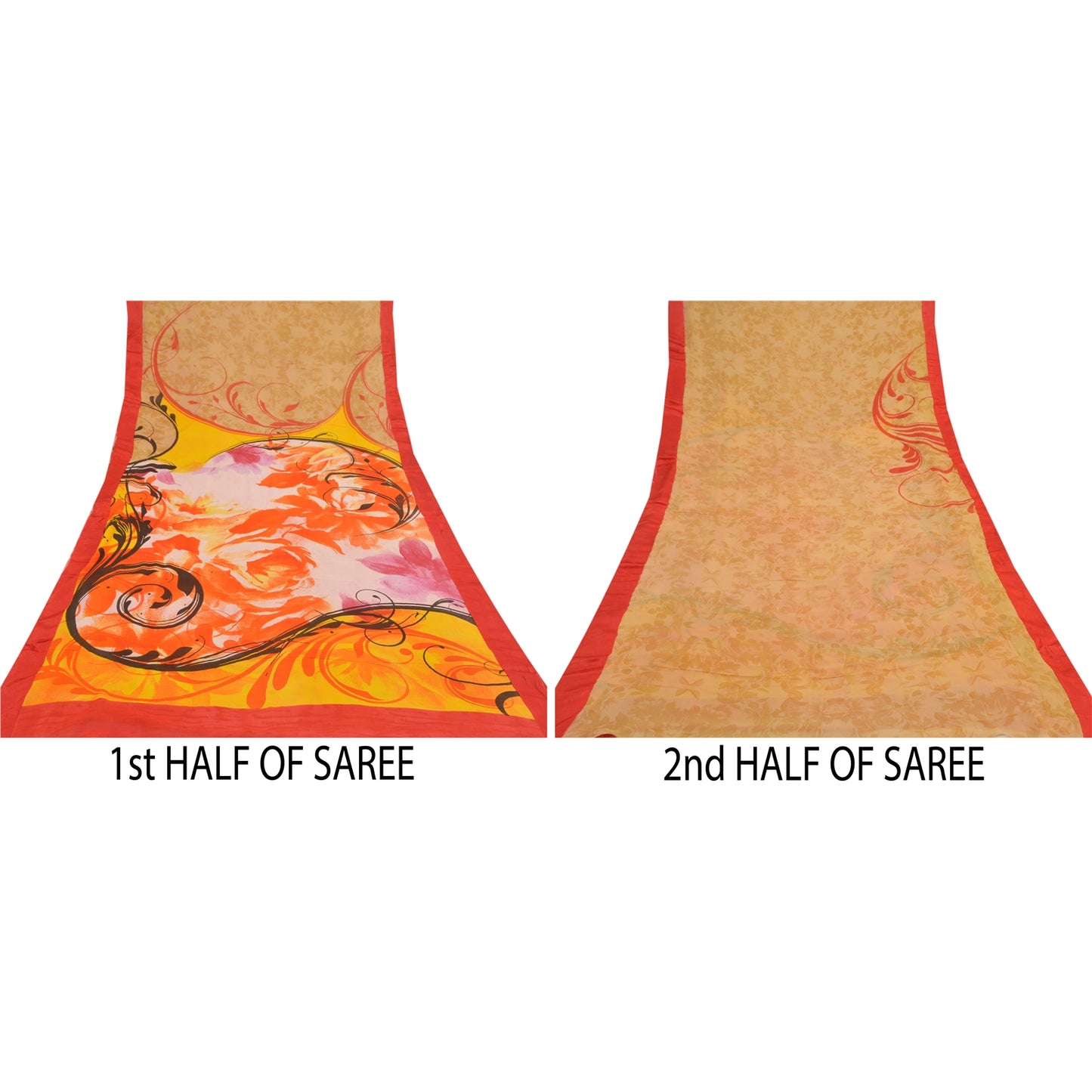 Sanskriti Vintage Sarees Brown Blend Georgette Sari Printed Soft Craft Sustainable Fabric