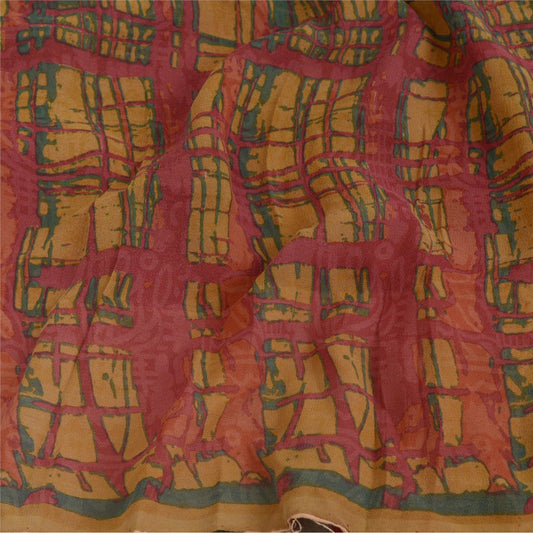 Санскритские винтажные индийские сари из чистого шелка-жоржета сари 5YD Craft Sustainable Fabric