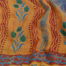 Load image into Gallery viewer, Sanskriti Vintage Green Sarees Pure Georgette Silk Prined Sari 5YD Craft Fabric
