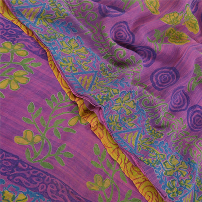 Санскритские винтажные зеленые сари 100% чистый шелк жоржет с принтом сари ремесло устойчивая ткань