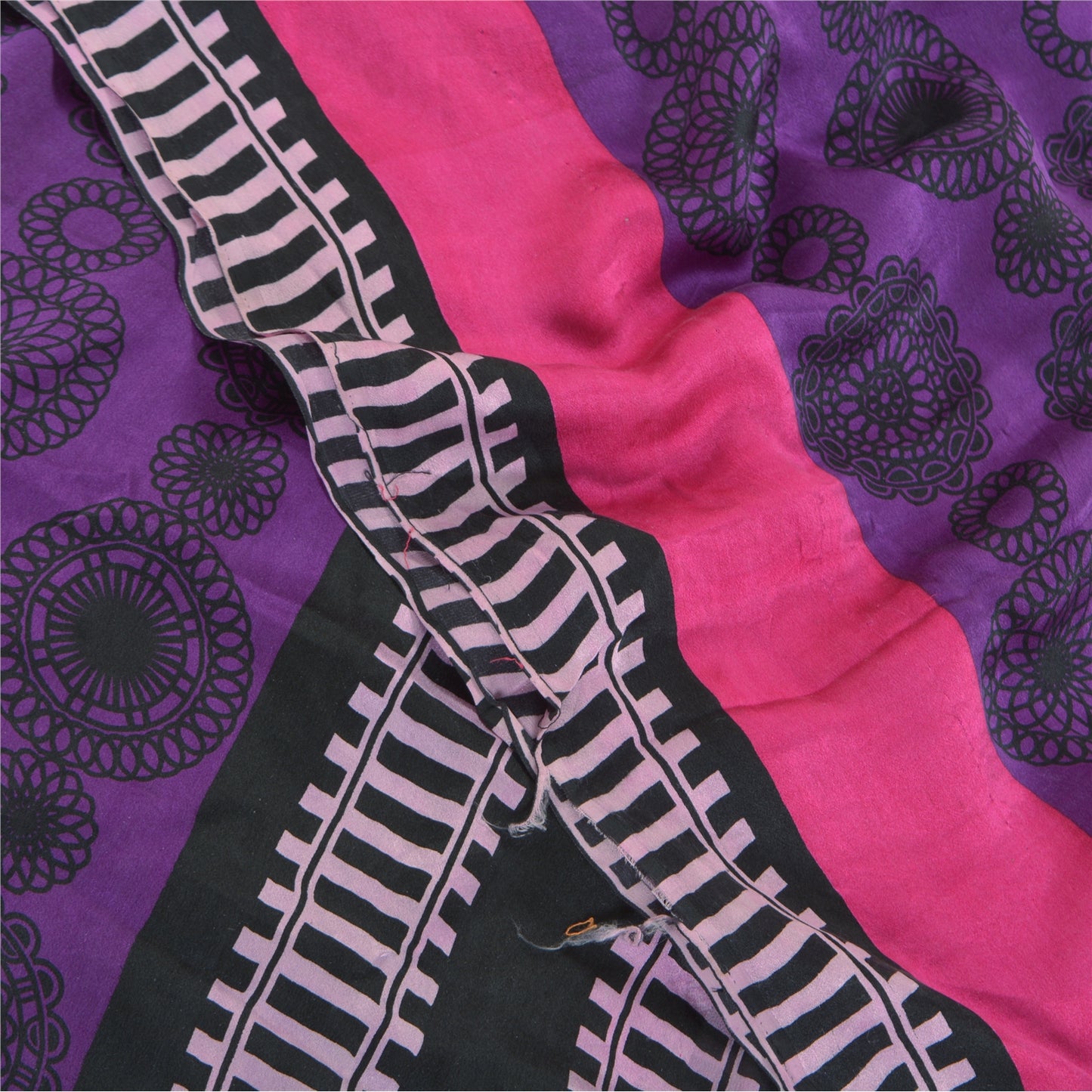 Sanskriti Vintage Pink Sarees 100% Pure Georgette Silk Printed Sari Craft Sustainable Fabric