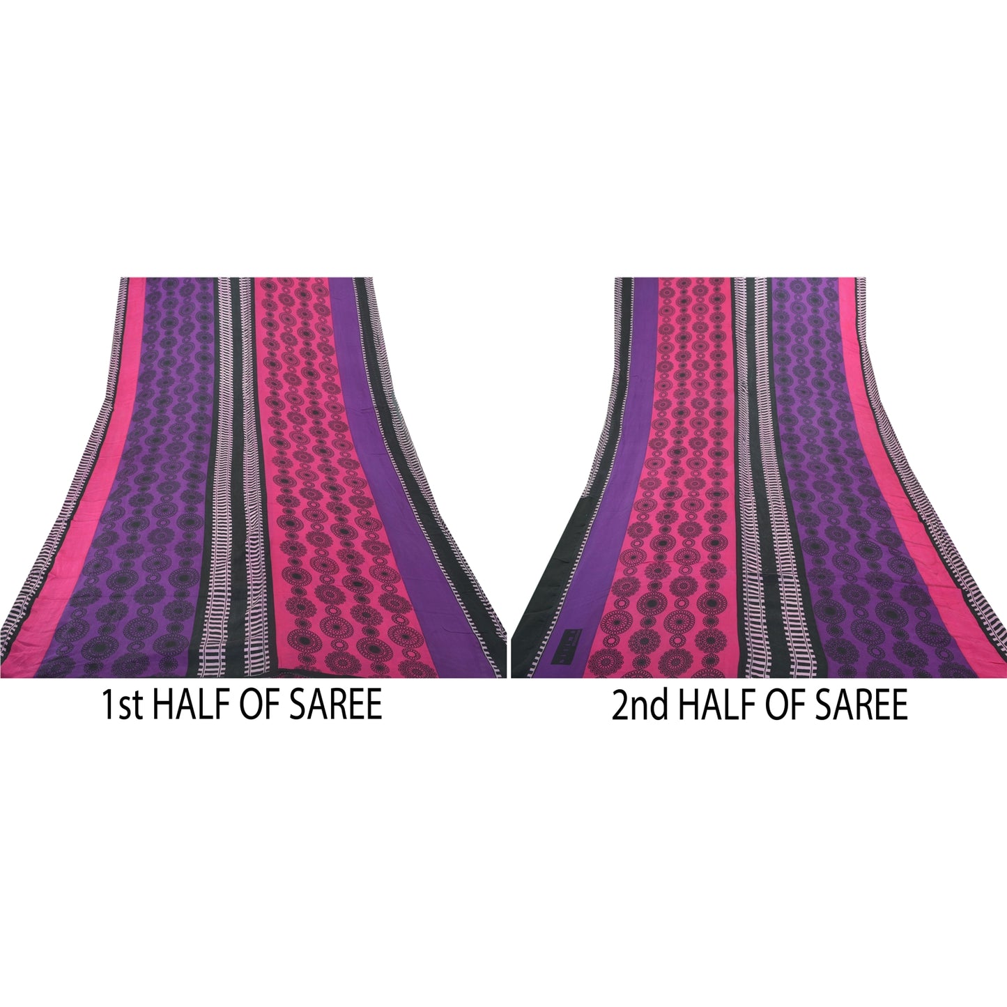 Sanskriti Vintage Pink Sarees 100% Pure Georgette Silk Printed Sari Craft Sustainable Fabric