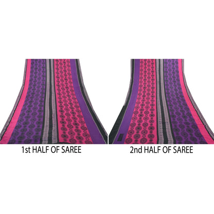 Sanskriti Vintage Pink Sarees 100% Pure Georgette Silk Printed Sari Craft Sustainable Fabric