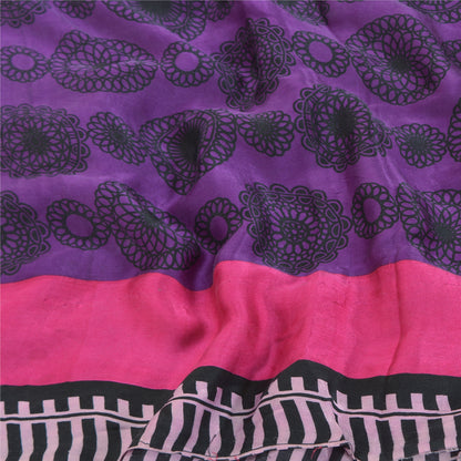 Sanskriti Vintage Pink Sarees 100% Pure Georgette Silk Printed Sari Craft Sustainable Fabric