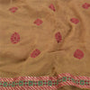 Sanskriti Vintage Brown Sarees Blend Georgette Embroidered Sari 5yd Craft Sustainable Fabric