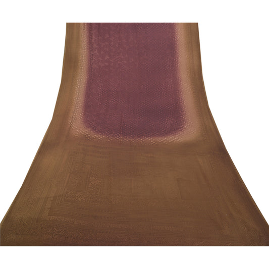 Sanskriti Vintage Purple Sarees Georgette Printed Sari 5yd Floral Craft Sustainable Fabric