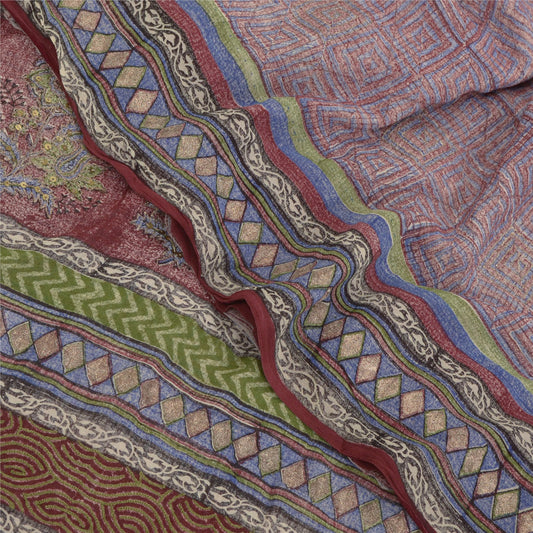 Sanskriti Vintage Lilla Sarees Ren Georgette Silke Trykt Sari Håndværk Bæredygtigt Stoff