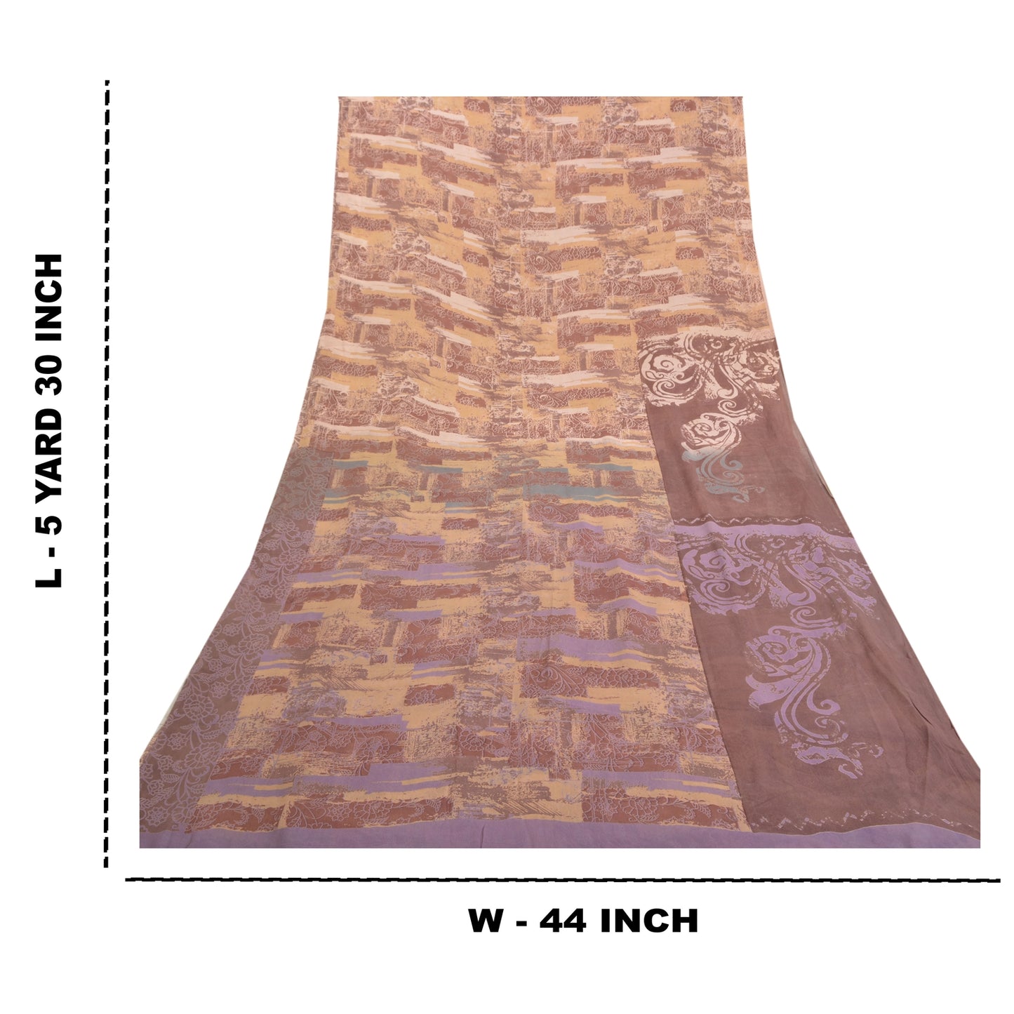 Sanskriti Vintage Brune Sarier Ren Georgette Silke Trykt Sari 5yd Håndværk Bæredygtigt Stoff