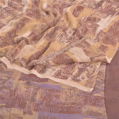 Sanskriti Vintage Brune Sarier Ren Georgette Silke Trykt Sari 5yd Håndværk Bæredygtigt Stoff