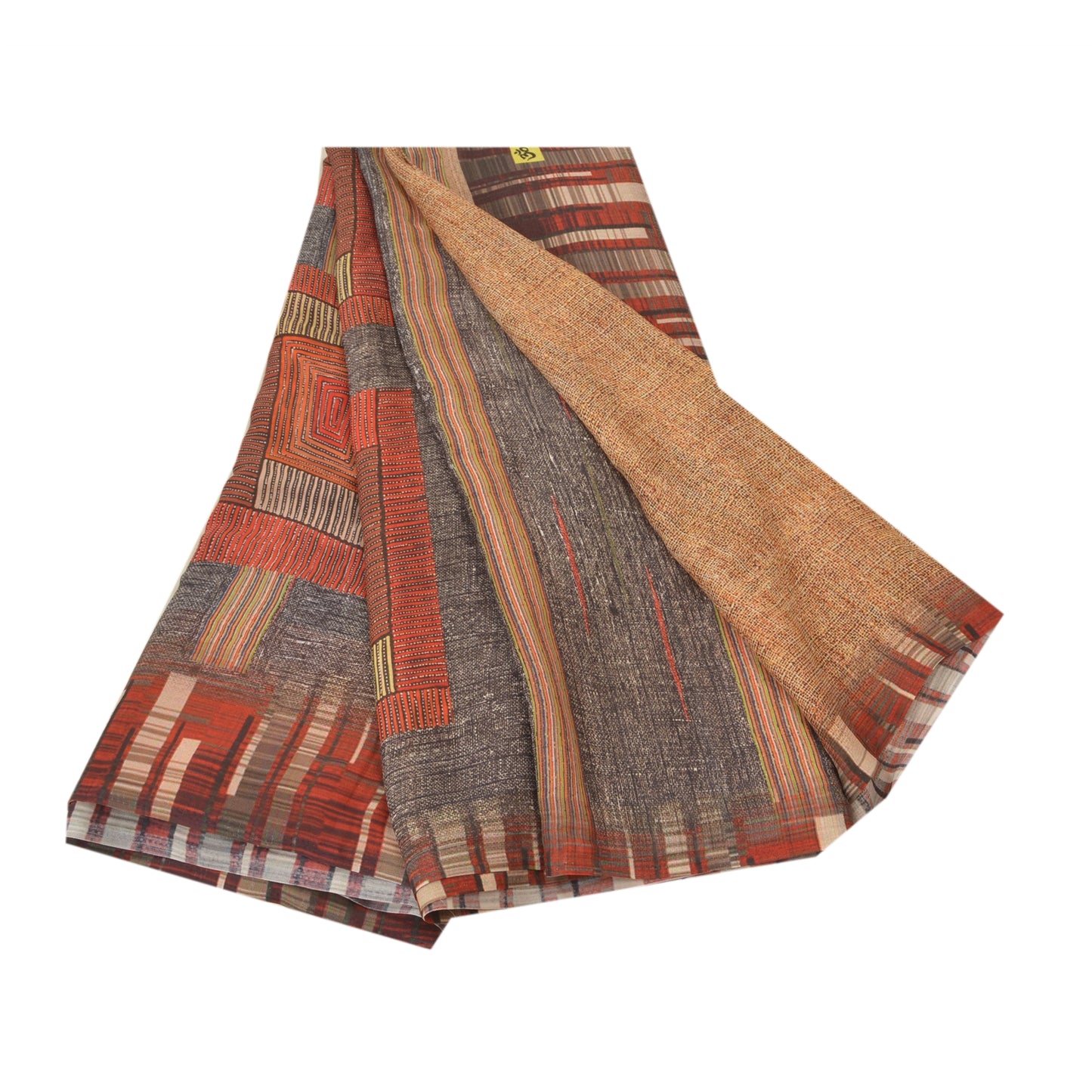 Sanskriti Vintage Black Sarees Poly Georgette Printed Sari 5yd Soft Craft Sustainable Fabric