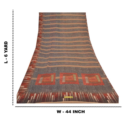 Sanskriti Vintage Black Sarees Poly Georgette Printed Sari 5yd Soft Craft Sustainable Fabric