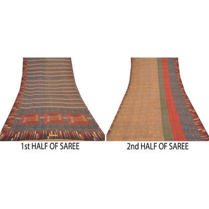 Sanskriti Vintage Black Sarees Poly Georgette Printed Sari 5yd Soft Craft Sustainable Fabric