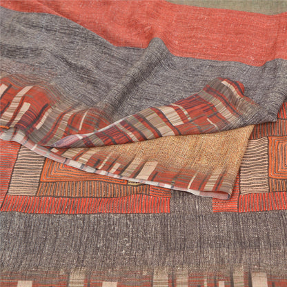 Sanskriti Vintage Black Sarees Poly Georgette Printed Sari 5yd Soft Craft Sustainable Fabric