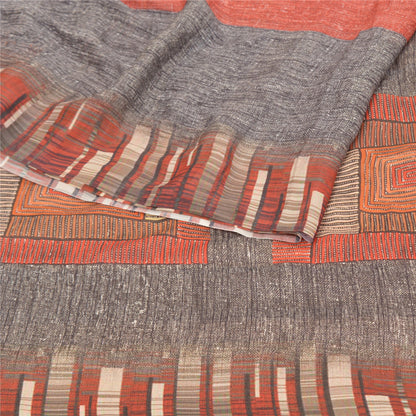 Sanskriti Vintage Black Sarees Poly Georgette Printed Sari 5yd Soft Craft Sustainable Fabric