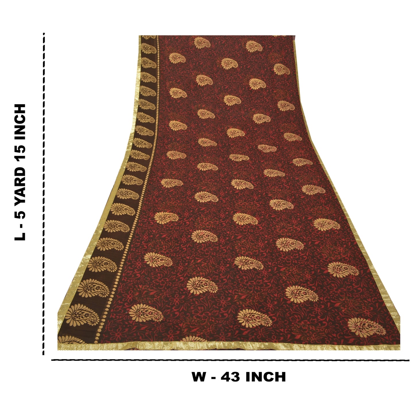 Sanskriti Vintage Red Sarees Polly Georgette Printed Painted Sari Craft Sustainable Fabric