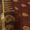 Sanskriti Vintage Red Sarees Polly Georgette Printed Painted Sari Craft Sustainable Fabric