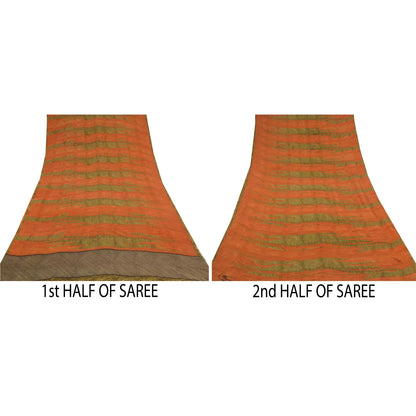 Sanskriti Vintage Sarees Grønne Ren Georgette Silke Trykte Sari 5YD Håndværk Bæredygtigt Stoff