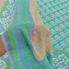 Sanskriti Vintage Grønne Sarier Ren Georgette Silke Trykt Sari 5YD Håndværk Bæredygtigt Stoff