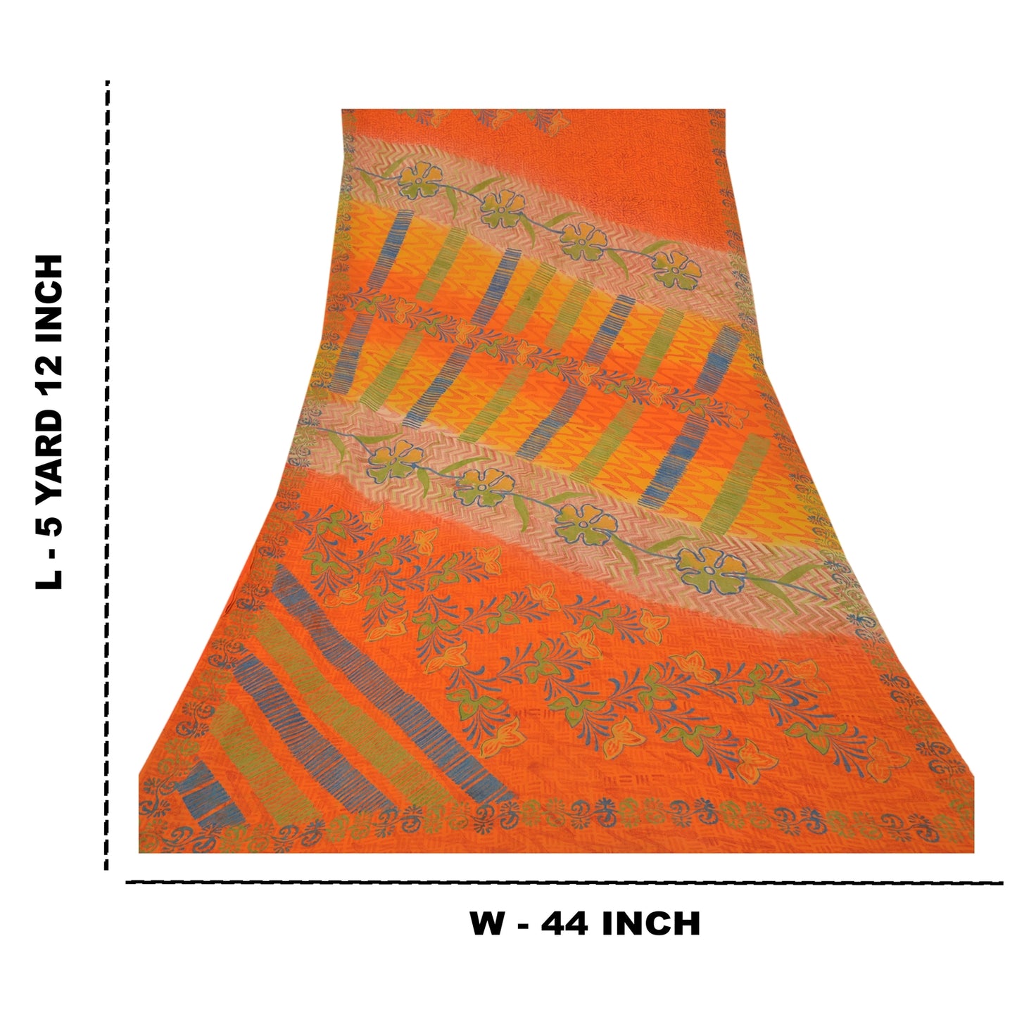 Sanskriti Vintage Orange Sarees Pure 100% Georgette Printed Sari Craft Sustainable Fabric