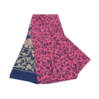 Sanskriti Vintage Pink Sarees Poly Georgette Printed Sari Craft Sustainable Fabric