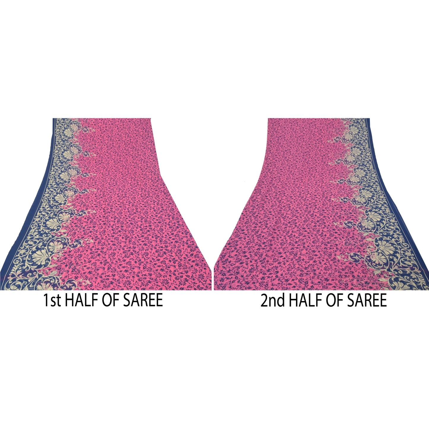 Sanskriti Vintage Pink Sarees Poly Georgette Printed Sari Craft Sustainable Fabric