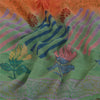 Sanskriti Vintage Green & orange Sarees 100% Pure Georgette Printed Sari Craft
